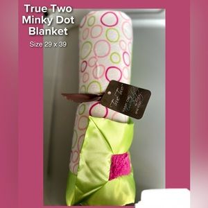 NEW - True Two Minky Dot Blanket - Lime Pink Gumdrop